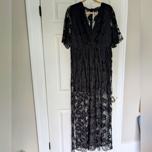 NWOT Black lace maxi